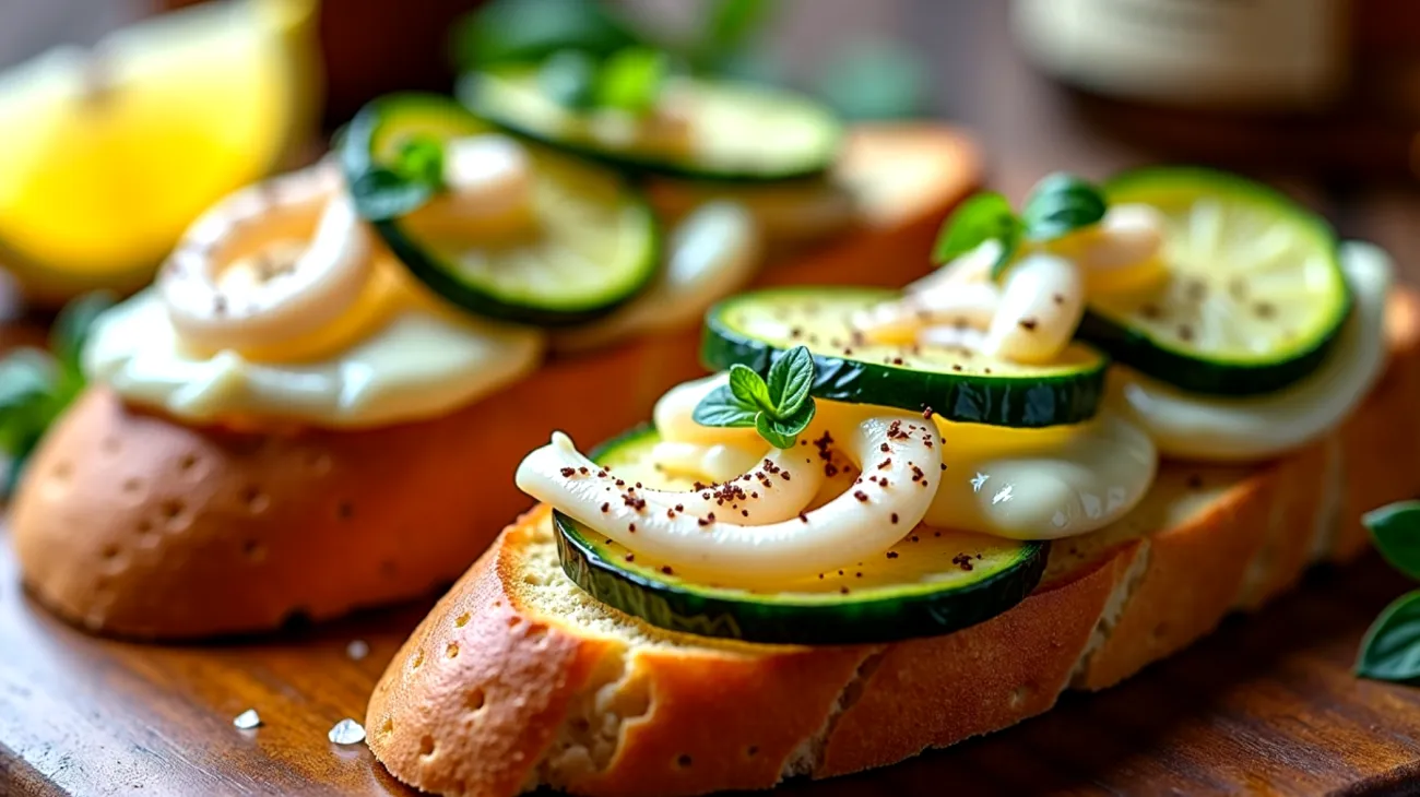 Crostini toscani seppia zucchine marinate"