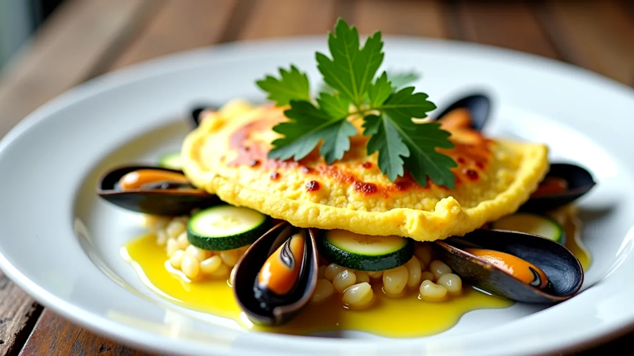 Frittatina tenera cozze zucchine novelle"