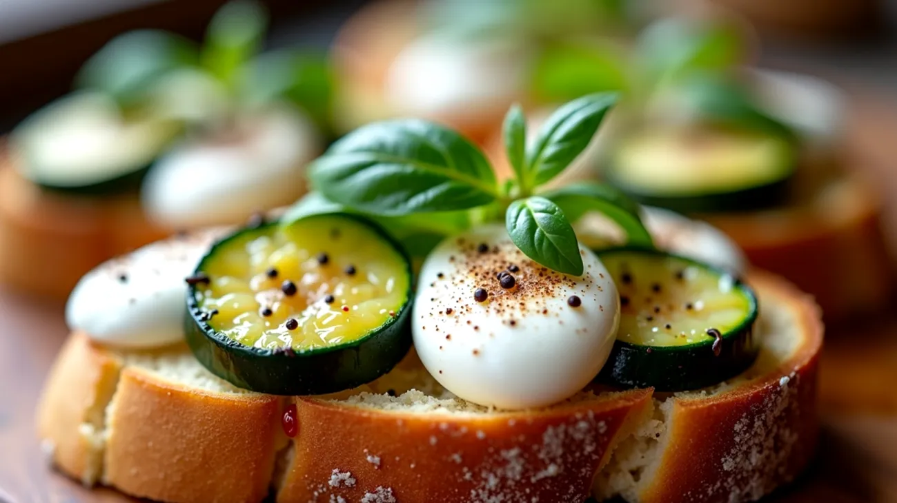 Pane burrata acciughe zucchine novelle"