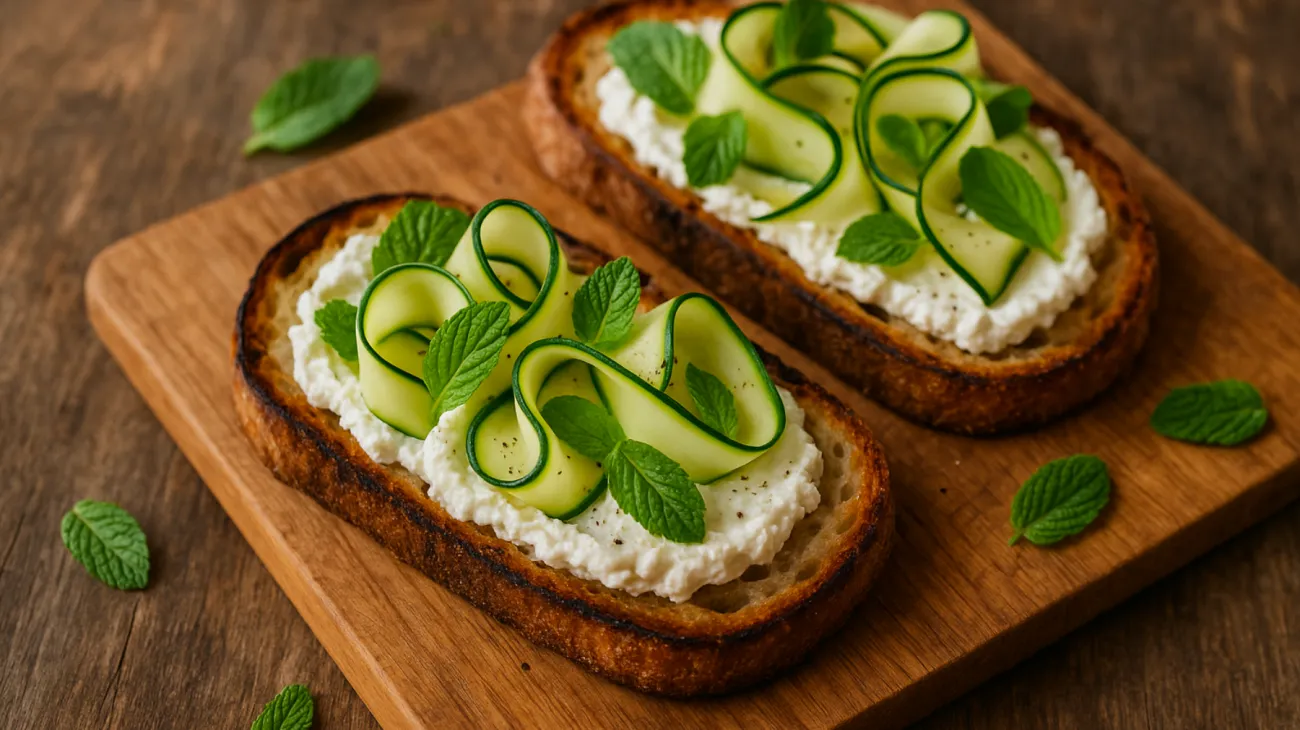 Pane toscano ricotta fresca zucchine crude"