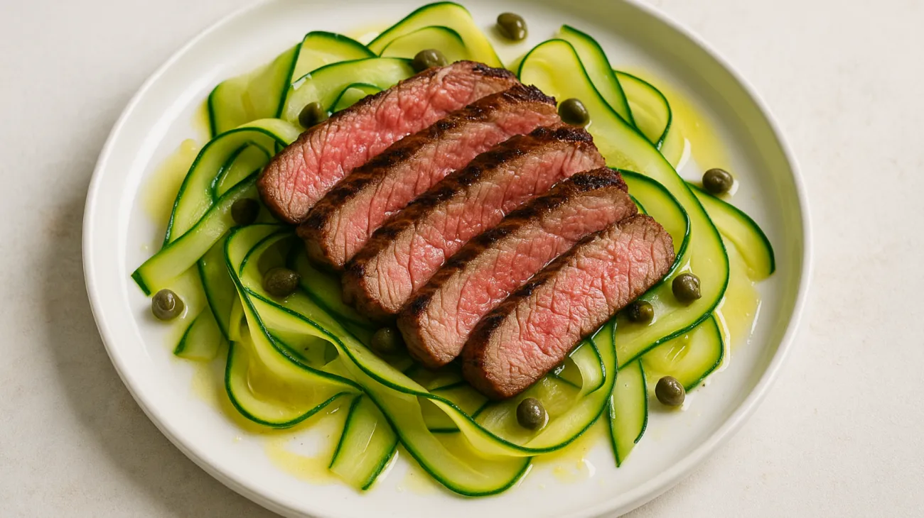 tagliata di carne limone zucchine a nastri"